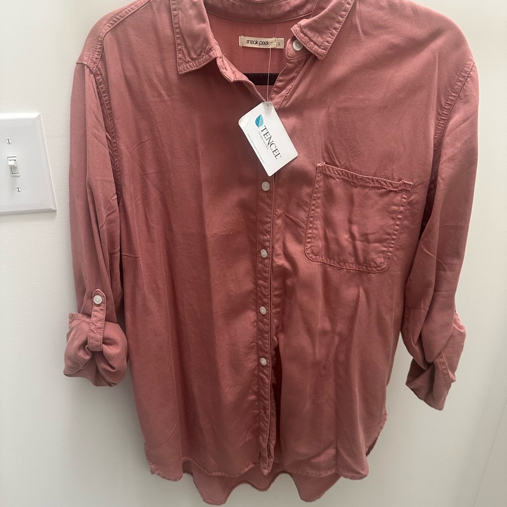 Sneak Peek Pink Relaxed Button Down Shirt